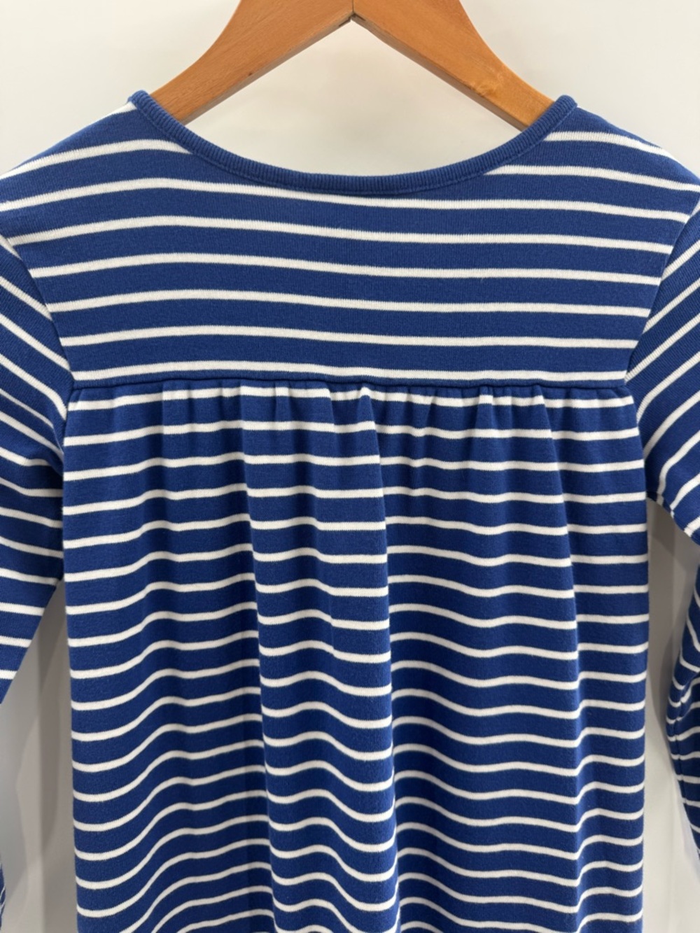 Hanna Andersson Girl’s Long Sleeve 100% Cotton Blue White Stripe Dress Size 8 - Picture 4 of 8